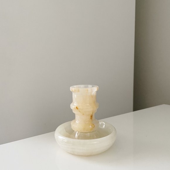 Vintage White Onyx Candle Holder - Picture 3 of 7